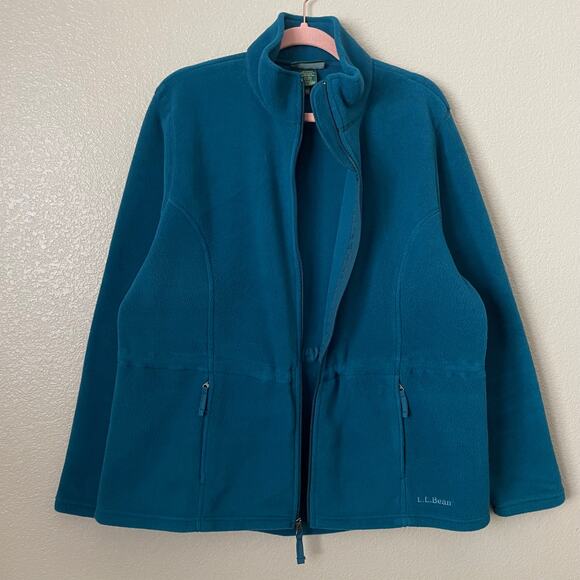 LL Bean Jacket Womens XL Blue Polartec Fleece Full Zip Pockets Outdoor Hiking - Picture 4 of 14
